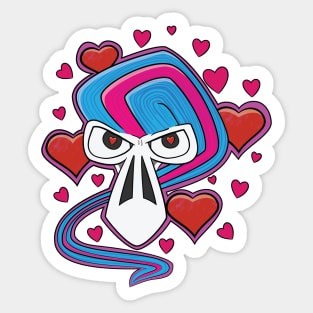 Love Struck Skull Valentines Day Cartoon Sticker